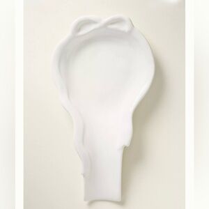 Anthropologie White Bow Stoneware Spoon Rest